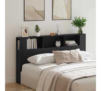 vidaXL Headboard Cabinet with Storage Black oak 180 x 18.5 x 102.5 cm