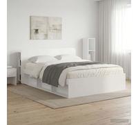 vidaXL Headboard Cabinet with Storage High Gloss White Engineered Wood