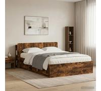 vidaXL Headboard Cabinet with Storage Smoked Oak Engineered Wood