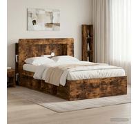 vidaXL Headboard Cabinet with Storage Smoked Oak Engineered Wood