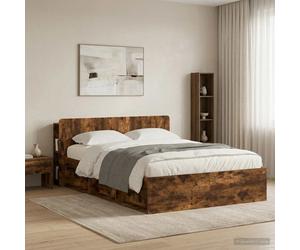 vidaXL Headboard Cabinet with Storage Smoked Oak Engineered Wood
