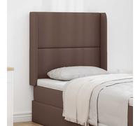Headboard Ear PVC Brown 80x16x4cm Foam Padded Engineered Wood Modern Minimalist