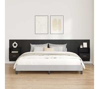 Floating Headboard with 2 Cabinets Black Oak Engineered Wood 297x32.5x80cm Wall
