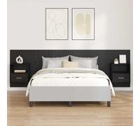vidaXL Headboard with Cabinet 3 pcs Black Oak Engineered Wood