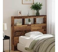 vidaXL Headboard Cabinet with LED Old wood 120 x 17 x 102 cm, Modern Bedroom Furniture, Rectangular USB Powered Headboard, Multi-Color LED Lighting, Functional Storage Unit