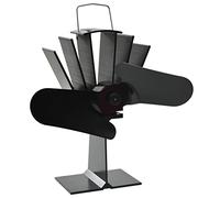 vidaXL 2-Blade Heat Powered Stove Fan - Efficient Warm Air Circulation, Black Anodized Aluminium, Safe Design, Quiet Operation, No Installation Required.