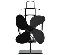 vidaXL Heat Powered Stove Fan 4 Blades Black Wood Log Burner Fireplace Fan