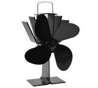 vidaXL Heat Powered Stove Fan 4 Blades Black Wood Log Burner Fireplace Fan
