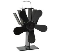 vidaXL Heat Powered Stove Fan 5 Blades Black Wood Log Burner Fireplace Fan