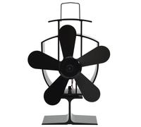 vidaXL Heat Powered Stove Fan 5 Blades Black Wood Log Burner Fireplace Fan