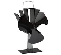 vidaXL Heat Powered Stove Fan - Black, 3 Blades, Anodized Aluminium, Silent Operation, Efficient Heat Distribution, Works on Stove, Oven, Log Burner