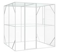 vidaXL Heavy Duty Galvanised Steel Bird Cage for Outdoor Use Spacious Enclosure with Net Ideal for Pet Birds Modern Style Extensive Dimensions