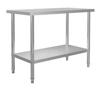 vidaXL Stainless Steel Kitchen Work Table - Heavy-Duty with Storage Shelf - 120x60x85 cm