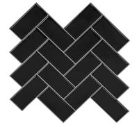 vidaXL Herringbone Tile 10 pcs Black 30 x 30 cm Polyurethane and PET