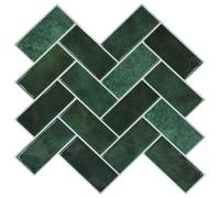 vidaXL Herringbone Tile, 20 Pieces, Dark Green, 30 x 30 cm, Kitchen Organisation, Rectangular Storage Solutions, Waterproof Materials, Heat Resistant, Durable Accessories