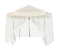 vidaXL Hexagonal Pop-Up Marquee with 6 Sidewalls Cream White 3.6x3.1m Gazebo