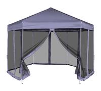 vidaXL Hexagonal Pop-Up Marquee with 6 Sidewalls Dark Blue 3.6x3.1m Gazebo