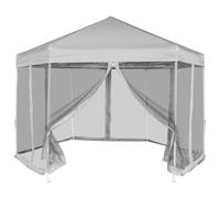 vidaXL Hexagonal Pop-Up Marquee with 6 Sidewalls Grey 3.6x3.1m Gazebo Canopy