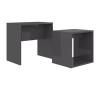 vidaXL High Gloss Grey Coffee Table Set- Engineered Wood, 2-Piece Nesting Design for Modern Living Room, Bedroom or Office Use