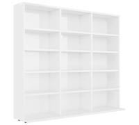 vidaXL CD Cabinet Living Room Furniture CD Shelf CD Storage Cabinet Bookshelf Bookcase Office Cabinet High Gloss White 102x23x89.5cm Chipboard