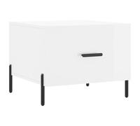 vidaXL High Gloss White Coffee Table: Stylish Square Table with Storage Drawer for Living Room, Engineered Wood with Iron Legs