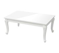 vidaXL High Gloss White Coffee Table with Ornate Carved Legs and Smooth Engineered Wood Surface - Ideal for Living Room Decorative Item Placement