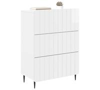 vidaXL High Gloss White Drawer Cabinet 66 x 34.5 x 92 cm Modern Living Room Cabinet Rectangular Large Storage Drawer Organiser Functional and Stylish Piece
