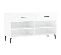 vidaXL High Gloss White Shoe Bench with Iron Feet - Sturdy Engineered Wood Construction with Storage Drawers and Shelves