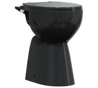 vidaXL High Rimless Toilet with Soft Close Function, Raised Seating Comfort, Easy to Clean Ceramic Surface, Hygienic Design - Black
