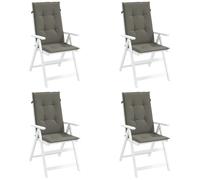 vidaXL Melange Dark Grey Highback Chair Cushions - Outdoor/Indoor Seat Cushions, Fabric Pads with Non-Slip Ropes, 4-Piece Set