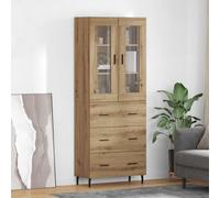 vidaXL Highboard 2 pcs Artisan Oak Engineered Wood and Glass