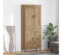 vidaXL Highboard 2 pcs Artisan Oak Engineered Wood and Glass
