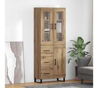 vidaXL Highboard 2 pcs Artisan Oak Engineered Wood and Glass
