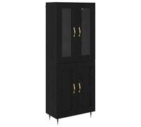 vidaXL Highboard 2 pcs Black Oak 69.5 x 34 x 180 cm Engineered Wood, Dining Room Storage Solutions, Rustic Highboard Cabinet, Elegant Display, Space-Saving Furniture for Modern Living Rooms