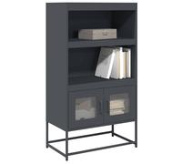 Highboard Anthracite 68x39x123 cm Cold-Rolled Steel 2-Door Storage Slim Cabinet