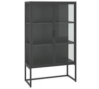 vidaXL Highboard Anthracite Steel and Tempered Glass Side Storage Cabinet