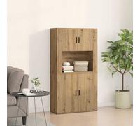 Highboard Artisan oak 80x33x150cm Engineered wood 4-door Tall Storage Minimal