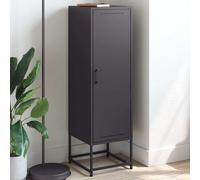 Highboard Black Steel 36x39x123 cm Slim Industrial 3-Compartment Storage Cabinet