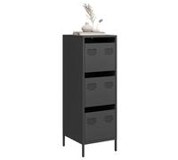 Highboard Black Cold-rolled Steel 39x35x103.5 cm 3-Drawer Storage Metal Cabinet