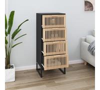 Highboard Black 40x30x95 cm Engineered Wood & Solid Pinewood Tall Cabinet Shelf