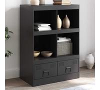Highboard Matte Black Cold Rolled Steel 67x39x95 cm Metallic 4 Shelves 2 Drawers