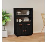 Highboard Black 67x40x108.5 cm Solid Wood Pine