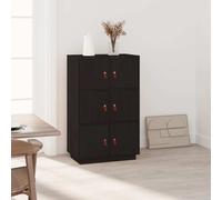 vidaXL Highboard Black 67x40x108.5 cm Solid Wood Pine UK HOT