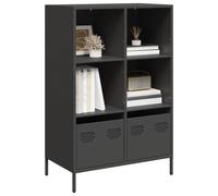 Highboard Black Cold-Rolled Steel 68x39x103.5 cm 4-Compartment Drawer Metal Feet