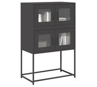 Highboard Black Cold-Rolled Steel 68x39x107 cm 4-Door Storage Cabinet Slim Metal