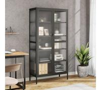 Vidaxl Highboard Black 85X40X180 Cm Glass And Steel