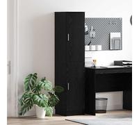 Highboard Black Oak Engineered Wood 35x39x168 cm Modern Storage Cabinet Compact