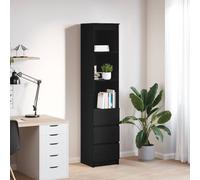 vidaXL Highboard Black Oak 37.5x35x180 cm Engineered Wood - Modern Storage Cabinet with Shelves & Drawers for Living Room, Bedroom, Kitchen