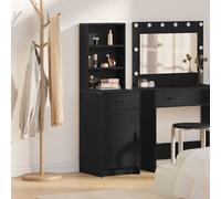 Highboard Black Oak Engineered Wood 40x40.5x135 cm Drawer Door Storage Minimal