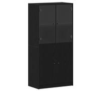 Vidaxl Highboard Black Oak Engineered Wood, Glass 68 X 37 X 142 Cm, Black